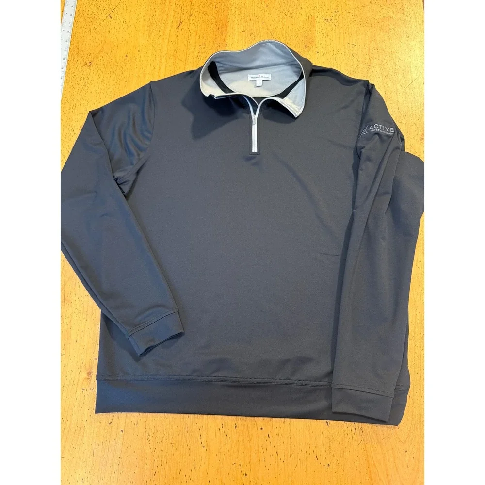 Peter Millar Perth Large Black Quarter Zip Pullover Golf Performance Mid Layer